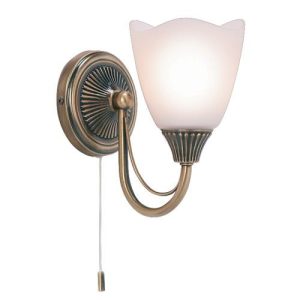 ENDON ANTIQUE BRASS HAUGHTON 1LT WALL 60W SW