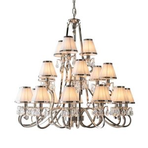 ENDON INTERIORS 1900 OKSANA NICKEL 21LT PENDANT & WHITE SHADES