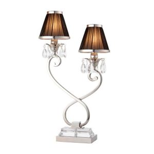 ENDON INTERIORS 1900 OKSANA NICKEL TWIN TABLE & BLACK SHADES