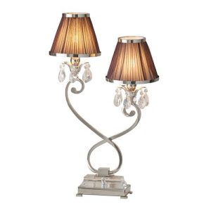 ENDON INTERIORS 1900 OKSANA NICKEL TWIN TABLE & CHOCOLATE SHADES