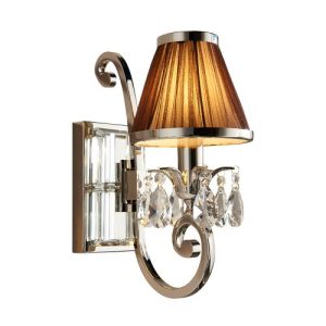 ENDON INTERIORS 1900 OKSANA NICKEL SINGLE WALL & CHOCOLATE SHADE