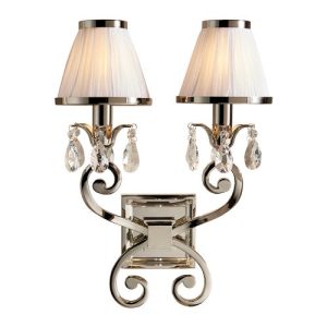 ENDON INTERIORS 1900 OKSANA NICKEL TWIN WALL & WHITE SHADES