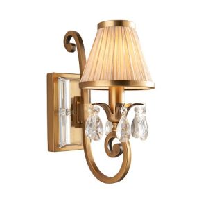ENDON INTERIORS 1900 OKSANA ANTIQUE BRASS SINGLE WALL & BEIGE SHADE