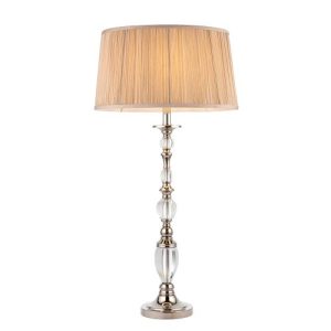 ENDON INTERIORS 1900 POLINA NICKEL LARGE TABLE & BEIGE SHADE