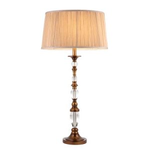 ENDON INTERIORS 1900 POLINA ANTIQUE BRASS LARGE TABLE & BEIGE SHADE
