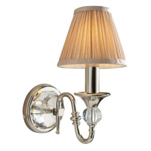 ENDON INTERIORS 1900 POLINA NICKEL SINGLE WALL & BEIGE SHADE