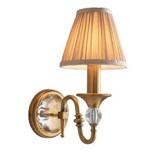 ENDON INTERIORS 1900 POLINA ANTIQUE BRASS SINGLE WALL & BEIGE SHADE