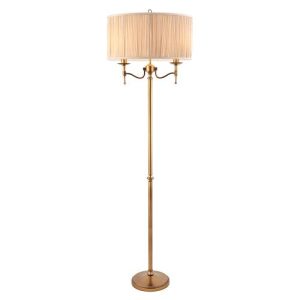 ENDON INTERIORS 1900 STANFORD ANTIQUE BRASS FLOOR & BEIGE SHADE