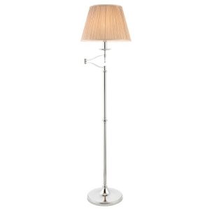 ENDON INTERIORS 1900 STANFORD NICKEL SWING ARM FLOOR & BEIGE SHADE