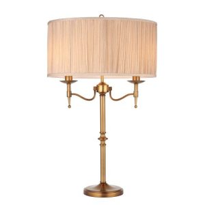 ENDON INTERIORS 1900 STANFORD ANTIQUE BRASS TABLE & BEIGE SHADE
