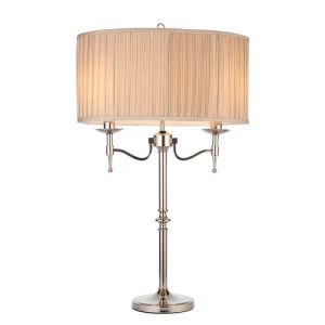 ENDON INTERIORS 1900 STANFORD NICKEL TABLE & BEIGE SHADE