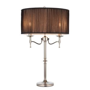 ENDON INTERIORS 1900 STANFORD NICKEL TABLE & BLACK SHADE