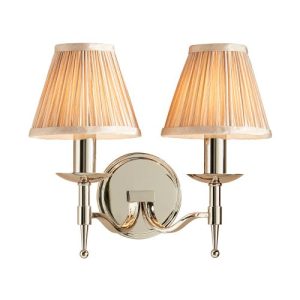 ENDON INTERIORS 1900 STANFORD NICKEL TWIN WALL & BEIGE SHADES