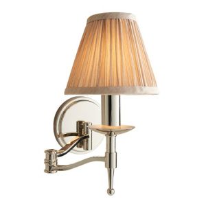 ENDON INTERIORS 1900 STANFORD NICKEL SWING ARM WALL & BEIGE SHADE