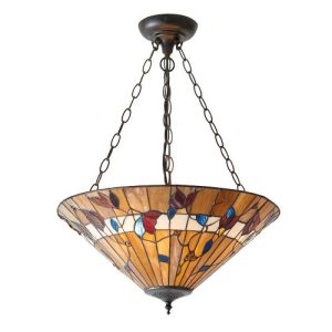 ENDON TIFFANY BERNWOOD LARGE INVERTED 3LT PENDANT