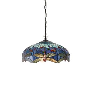ENDON TIFFANY DRAGONFLY BLUE MEDIUM 3LT PENDANT