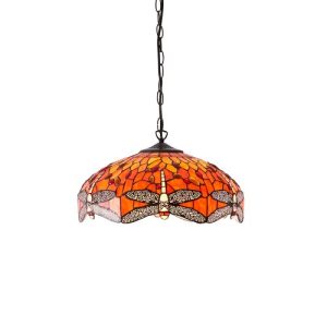 ENDON TIFFANY DRAGONFLY FLAME MEDIUM 3LT PENDANT