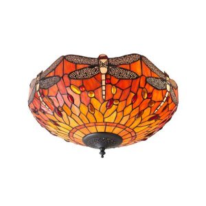 ENDON TIFFANY DRAGONFLY FLAME MEDIUM 2LT FLUSH