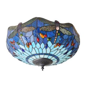 ENDON TIFFANY DRAGONFLY BLUE MEDIUM 2LT FLUSH