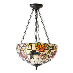 ENDON TIFFANY BUTTERFLY MEDIUM INVERTED 3LT PENDANT