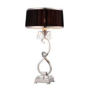 ENDON INTERIORS 1900 OKSANA NICKEL MEDIUM TABLE & BLACK SHADE