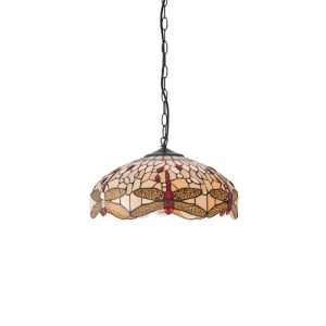 ENDON TIFFANY DRAGONFLY BEIGE MEDIUM 3LT PENDANT
