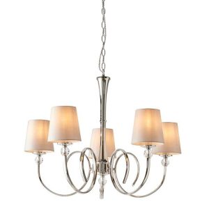 ENDON INTERIORS 1900 FABIA 5LT PENDANT & MARBLE SHADES