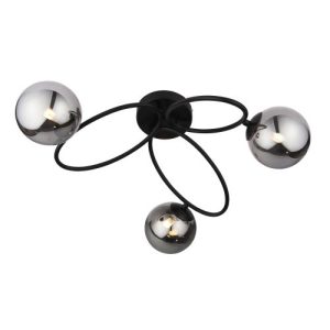 ENDON ELLIPSE 3LT SEMI FLUSH SATIN BLACK FINISHED