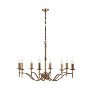 ENDON INTERIORS 1900 STANFORD ANTIQUE BRASS 8LT PENDANT