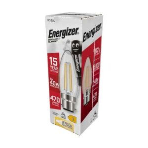 ENERGIZER LED FILAMENT CANDLE BC 4.8W = 40W CL WW DIM