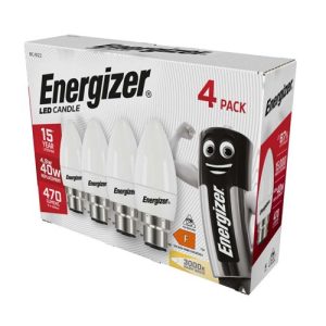 ENERGIZER LED CANDLE 6W=40W=470L BC WW PACK OF 4