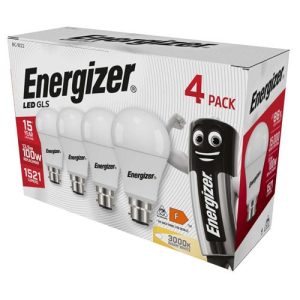 ENERGIZER LED GLS 15W=100W=1500L BC WW PACK OF 4