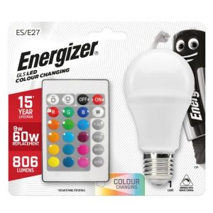 ENERGIZER LED GLS ES COLUR CHANGING+ WHITE+RCU 9W=806L=60W