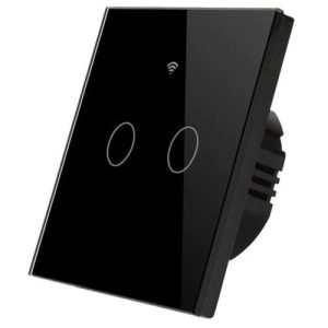 2 GANG SMART LIGHT SWITCH WIFI WALL WIRELESS BLACK TEMPERED GLASS TOUCH SCREEN SWITCH