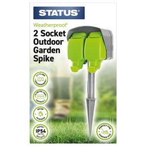 STATUS 2G 15MTR  SPIKE EXTENSION SOCKET IP54 GREEN