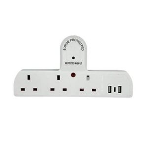 SP30 13A 3G ANTI-SURGE PLUG IN EXT SKT - 2 X USB 1 X USB-C