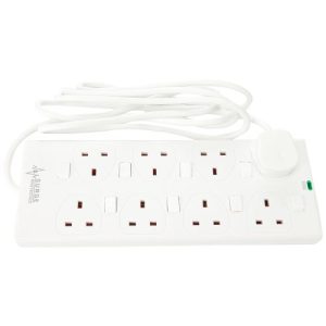 8-GANG 3MTR 13A WHITE 4.5KA SURGE PROTECTED LEAD