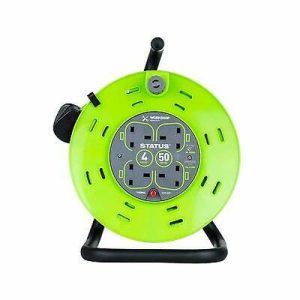 STATUS 50M 13A 4-SKT METAL FRAME REEL