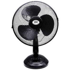 12" 3-SPEED BLACK PORTABLE OSCILLATING DESK FAN