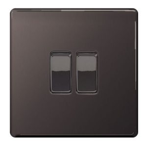 BG 2G 2W SWITCH BLACK NICKEL FACE PLATE