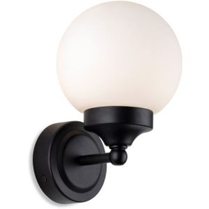 FIRSTLIGHT LOUIS WALL LIGHT BLACK WITH OPAL WHITE GLASS