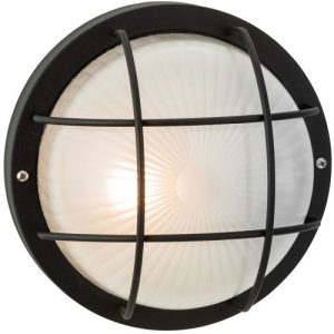 FIRSTLIGHT COURT WALL/FLUSH CEILING FITTING BLACK WITH FROSTED GLASS