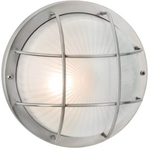FIRSTLIGHT COURT WALL/FLUSH CEILING FITTING STAINLESS STEEL WITH FROSTED GLASS