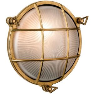 FIRSTLIGHT NAUTIC WALL/FLUSH CEILING FITTING BRASS WITH FROSTED GLASS
