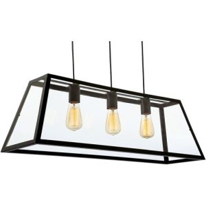 FIRSTLIGHT KEW 3 LIGHT PENDANT BLACK WITH CLEAR GLASS