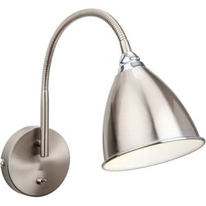 FIRSTLIGHT BARI WALL LIGHT (SWITCHED) BRUSHED STEEL WITH CHROME