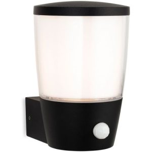 FIRSTLIGHT FORBES WALL LIGHT WITH PIR BLACK WITH WHITE DUPLEX POLYCARBONATE DIFFUSER