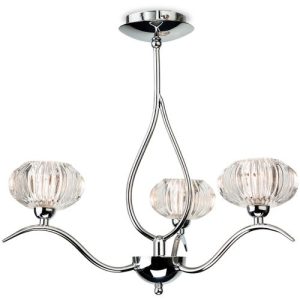 FIRSTLIGHT LISBON 3 LIGHT FLUSH CEILING FITTING CHROME WITH CLEAR DECORATIVE GLASS