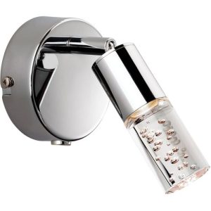 FIRSTLIGHT FOCUS LED WALL LIGHT (SWITCHED) CHROME WITH CLEAR ACRYLIC BUBBLE SHADE
