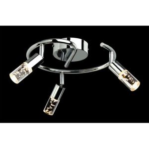 FIRSTLIGHT FOCUS LED 3 LIGHT SPIRAL CHROME WITH CLEAR ACRYLIC BUBBLE SHADES
